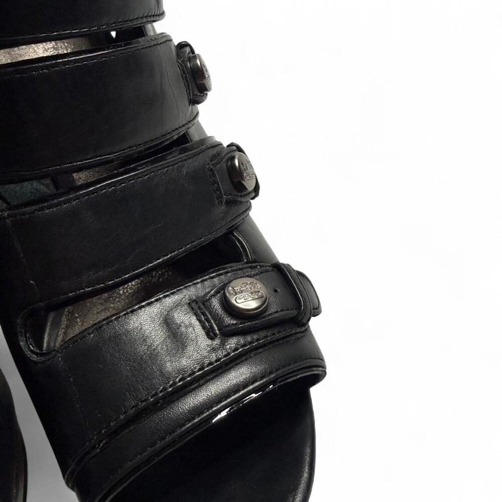 Coach Black Leather  Strapped  heels coach silver hardware size 8 Vintage Heels - Picture 5 of 8